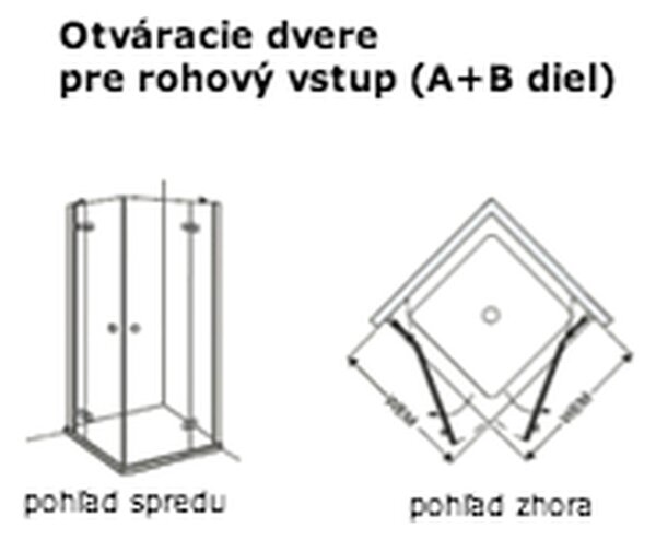 Duscholux Classic - otevírací dveře s upevněním vlevo pro šířku vaničky 80 cm