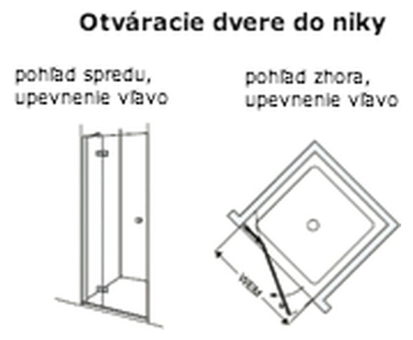 Duscholux Classic - otevírací dveře s upevněním vlevo pro šířku vaničky 80 cm