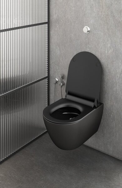 GSI GSI, PURA závěsná WC mísa, Swirlflush, 55x36 cm, černá dual-mat, 881526