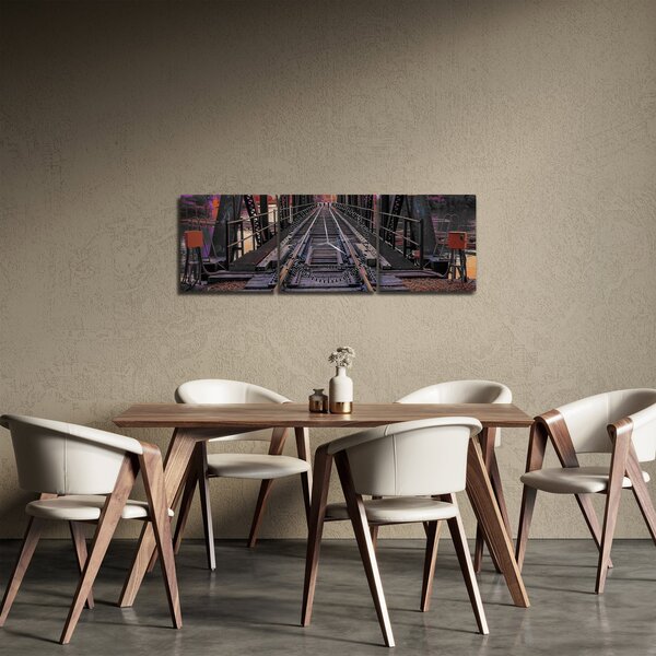 Obraz železničního mostu (s hodinami) (90x30 cm)