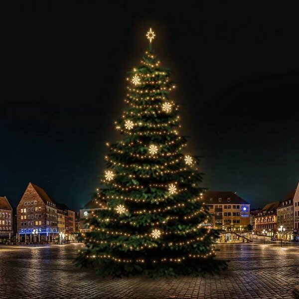 DECOLED LED světelná sada na vánoční stromy vysoké 21-23 m, teplá bílá s dekory DZX1EFD08W