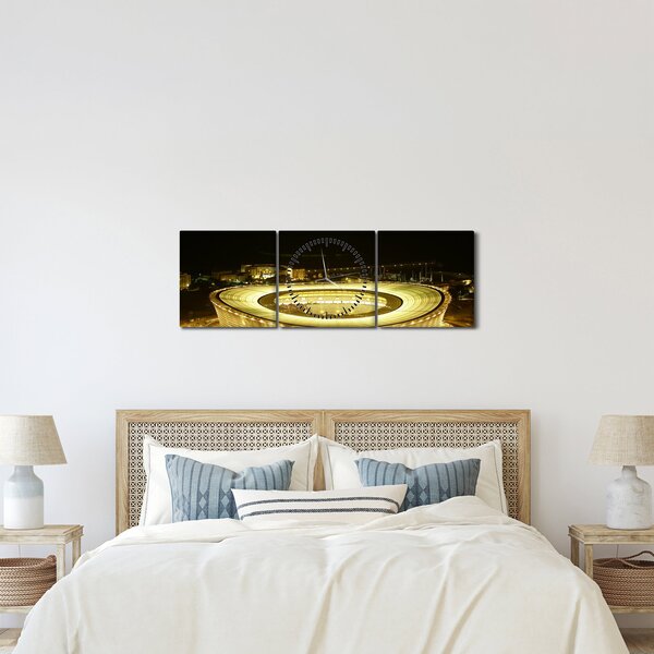 Obraz - fotbalový stadion (s hodinami) (90x30 cm)