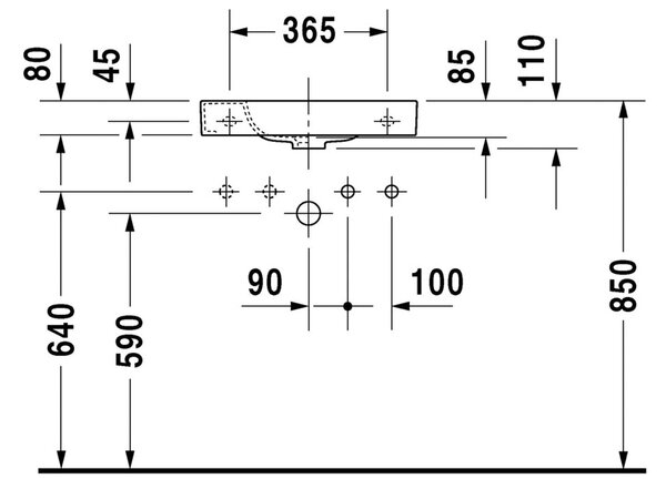 Duravit Happy D.2 - Umyvátko 500x220 mm, otvor na baterii vlevo, bílá 0711500009