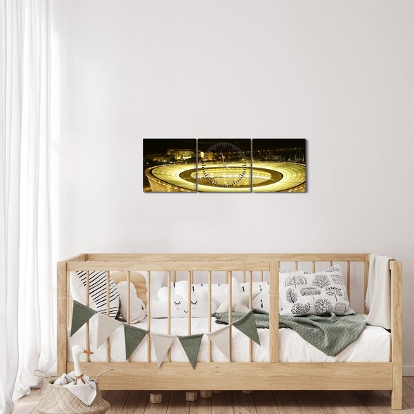 Obraz - fotbalový stadion (s hodinami) (90x30 cm)