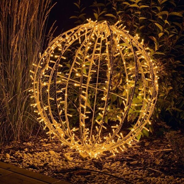 DECOLED Easy fix 3D LED svítící koule, skládací, pr. 80 cm, teple bílá, bílý kabel, IP67, hliník