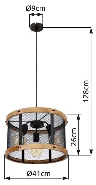 GLOBO 15661H1 JEANIE závěsné svítidlo D400mm 3xE27 matná černá