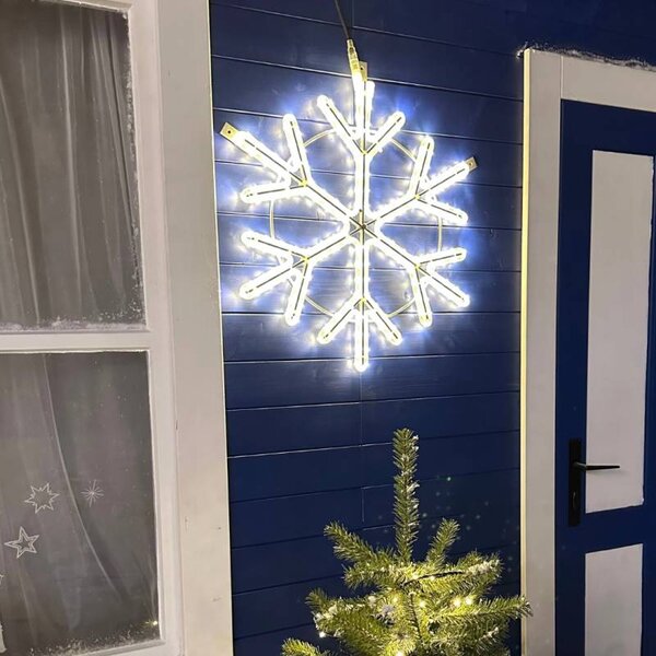 DECOLED Easy Fix 2D LED světelná vločka III., Ø 80 cm, teple bílá, závěsný, hliník