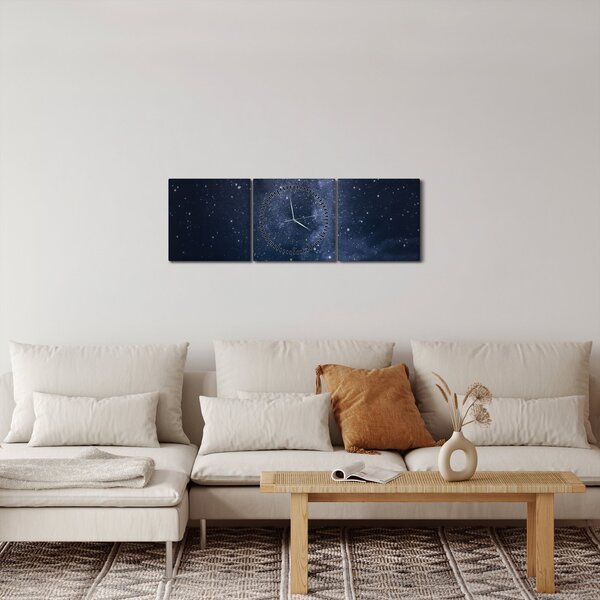 Obraz hvězdné oblohy (s hodinami) (90x30 cm)
