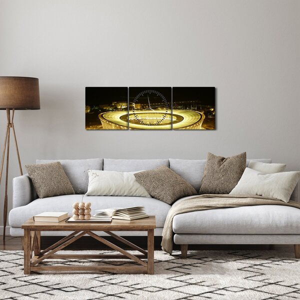Obraz - fotbalový stadion (s hodinami) (90x30 cm)