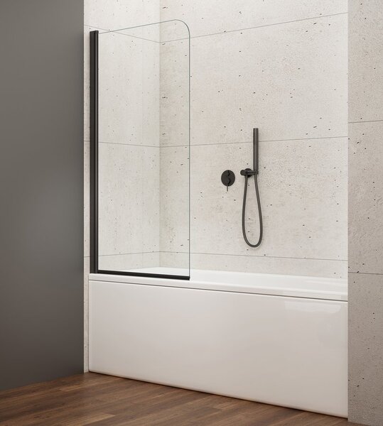 Aqualine Aqualine, VILMA vanová zástěna 600x1400 mm, černá, čiré sklo, AQ6014B