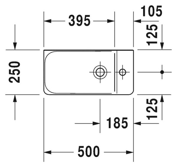 Duravit P3 Comforts - Umyvátko 500x250 mm, bez přepadu, bílá 0715500000