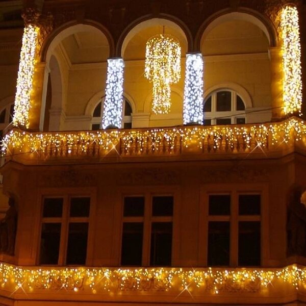 DECOLED Easy Fix LED světelný řetěz, 20 m, venkovní, teple bílá s FLASH, 120 diod, bílý kabel, IP67