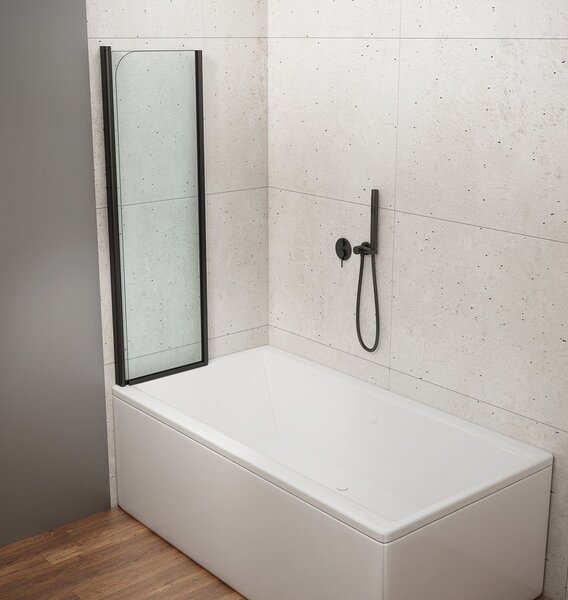 Aqualine Aqualine, WILA vanová zástěna 900x1400 mm, skládací, černá, čiré sklo, AQ5742B