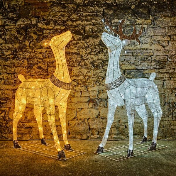 DECOLED 3D LED svítící laň, 150 cm, teple bílá, 140 LED, IP44 venkovní