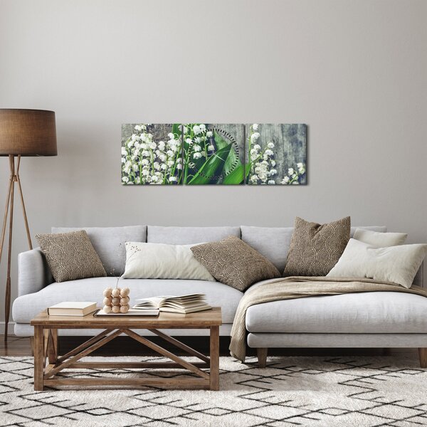 Obraz konvalinek (s hodinami) (90x30 cm)