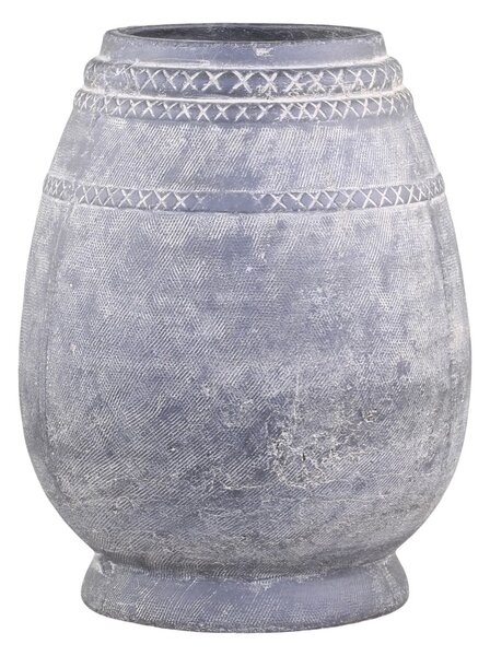 Šedá antik terakotová váza se vzorem Cholet L - Ø 25*32 cm - Chic Antique
