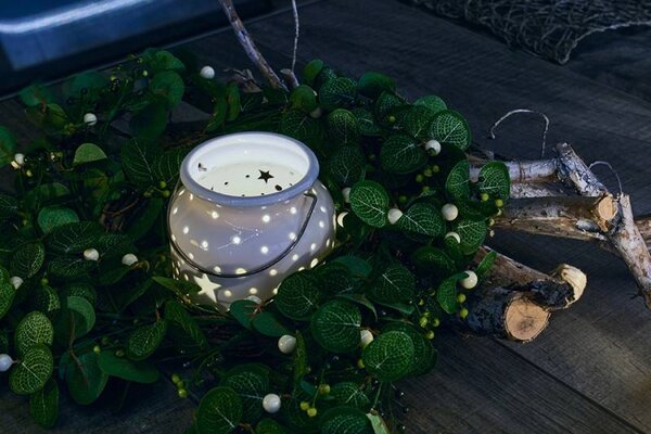 DECOLED Jarní věnec na dveře 40 × 40 × 12 cm, plast, IP44 venkovní