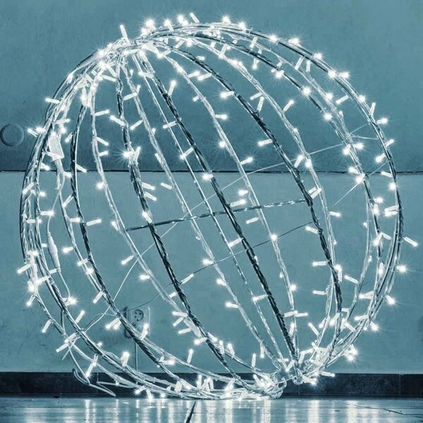 DECOLED 3D LED svítící koule, pr. 100 cm, ledově bílá, bílý kabel, IP67, Easy Fix