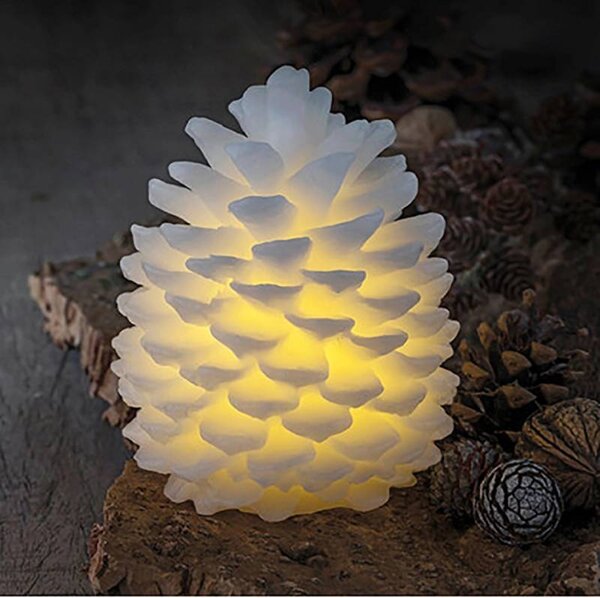 DECOLED LED svíčka z pravého vosku na baterii, šiška, ø 10 × 13 cm, bílá, CR2032
