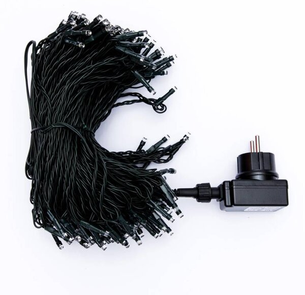 DECOLED LED světelný řetěz, venkovní, 40 m, ledově bílá, 200 diod, černý kabel, IP44, vč. zdroje