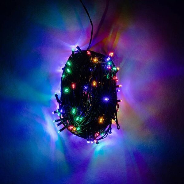 DECOLED LED světelný řetěz, venkovní, 20 m, barevný, 100 diod, černý kabel, IP44, vč. zdroje
