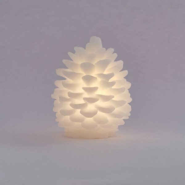 DECOLED LED svíčka z pravého vosku na baterie, šiška, ø 14 × 18,5 cm, bílá, 2× AA