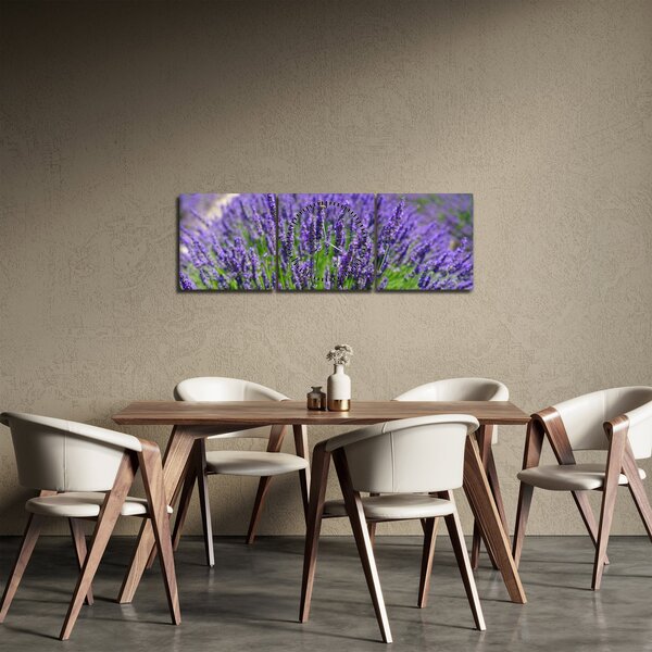 Obraz - levandule (s hodinami) (90x30 cm)