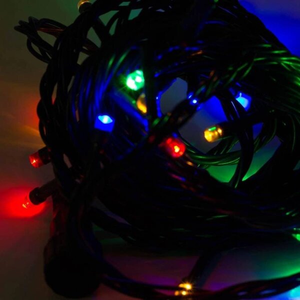 DECOLED Hobby Line LED světelný řetěz, venkovní, 4 m, barevný, 32 diod, tmavě zelený kabel, IP44, prodlužovací