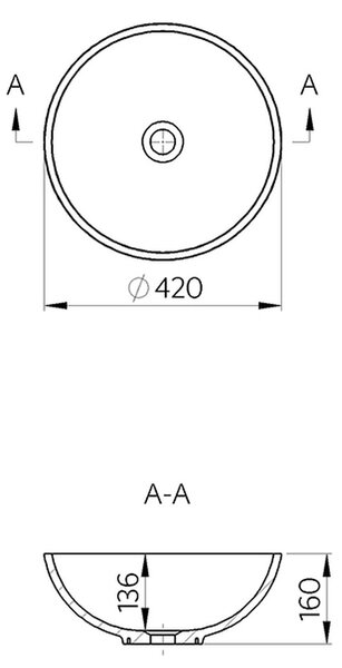 Vima 184 - Umyvadlová mísa Ø 420 mm, bílá