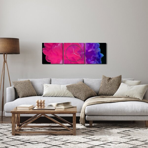 Obraz barevného kouře (s hodinami) (90x30 cm)