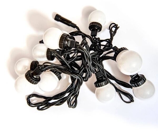 DECOLED Easy Fix LED party osvětlení, 5 m, venkovní, 10 kouliček, 70 teple bílých diod, černý kabel, IP67, prodlužovací