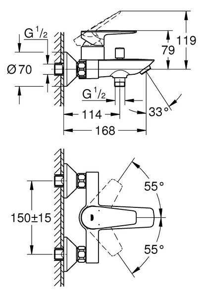 GROHE Start Edge - Páková vanová baterie, chrom 24198001
