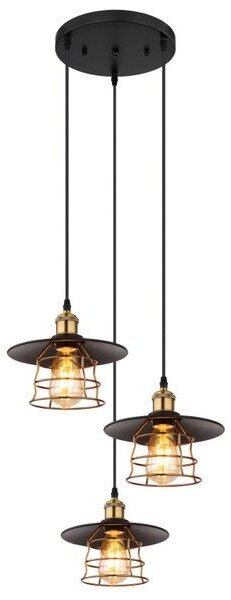 GLOBO 15086-3BH VIEJO závěsné svítidlo 3xE27 D330mm černá matná, mosaz, zlatá