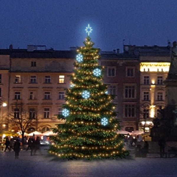DECOLED LED světelná sada na vánoční stromy vysoké 6-8 m, teplá bílá s ledově bílými dekory DZX1EFD01