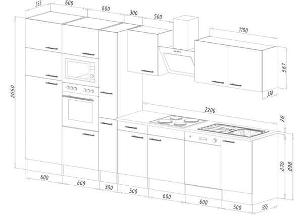 KUCHYŇSKÝ BLOK 370 cm Respekta - Online Only kuchyňské linky, Online Only