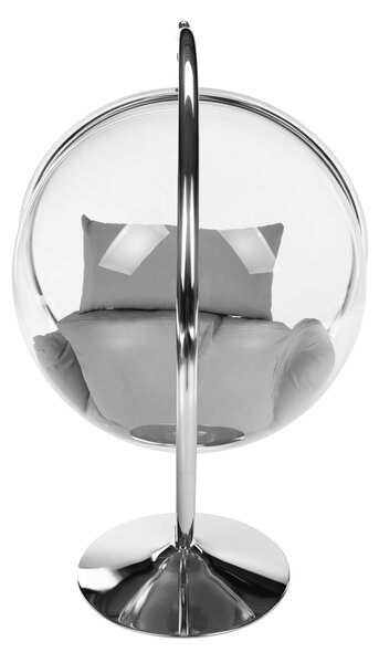 KONDELA Závěsné křeslo se stojanem, transparentní/stříbrná/šedá, BUBBLE NEW TYP 3