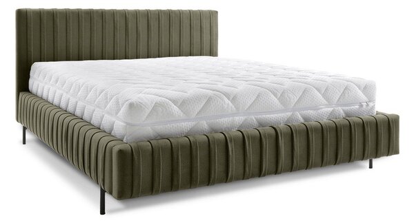 Zelená čalouněná dvoulůžková postel s úložným prostorem s roštem 160x200 cm Plissa – ELTAP