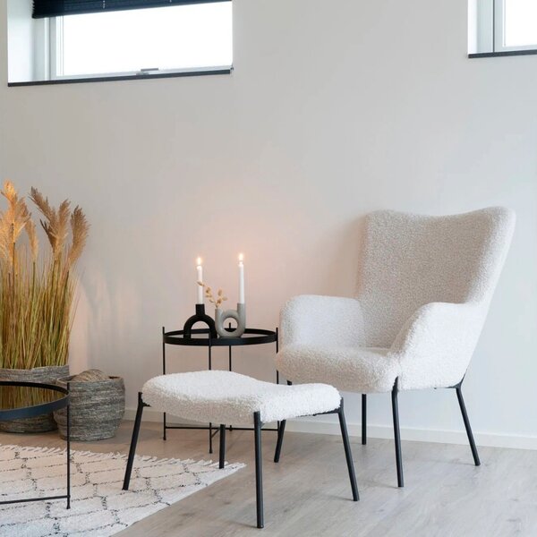 Nordic Living Bílé křeslo Glassy s podnožkou