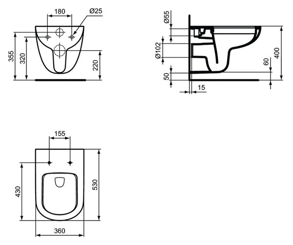 Ideal Standard Tempo - Závěsné WC RIMLESS, bílá T041501