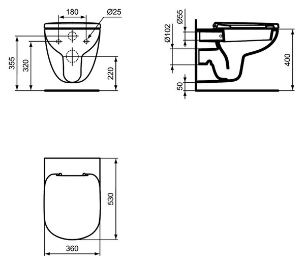 Ideal Standard Tempo - Závěsné WC, bílá T331101