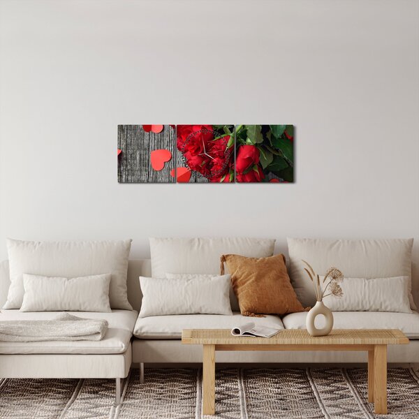 Obraz růží (s hodinami) (90x30 cm)