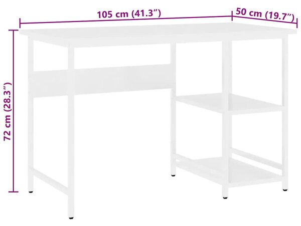PC stůl bílý 105 x 50 x 72 cm MDF a kov 20551
