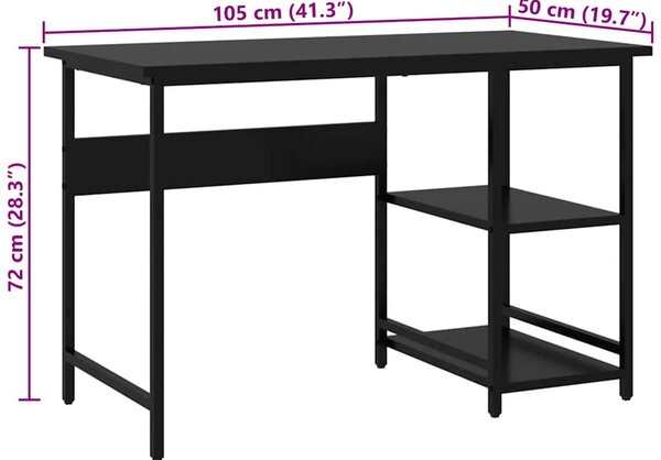 PC stůl černý 105 x 50 x 72 cm MDF a kov 20550
