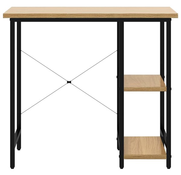 PC stůl černý a světlý dub 80 x 40 x 72 cm MDF a kov 20557