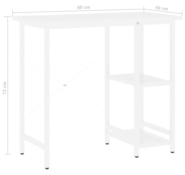 PC stůl bílý 80 x 40 x 72 cm MDF a kov 20555