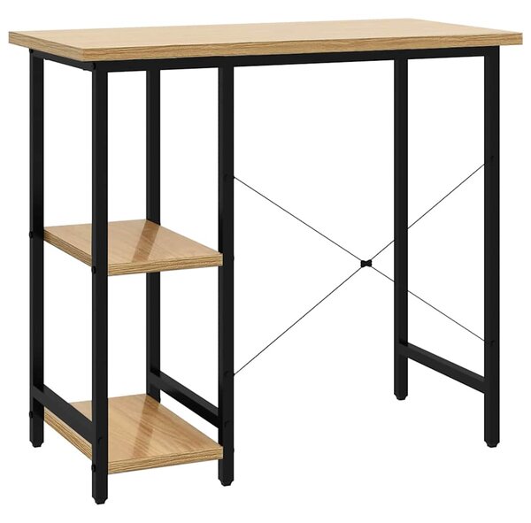 PC stůl černý a světlý dub 80 x 40 x 72 cm MDF a kov 20557