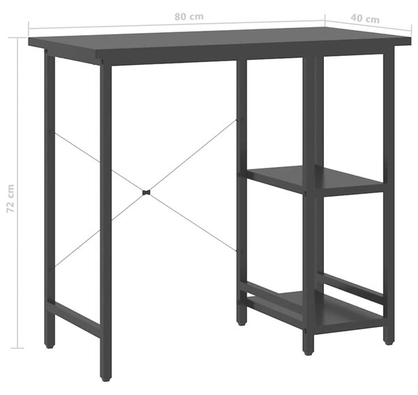 PC stůl černý 80 x 40 x 72 cm MDF a kov 20554