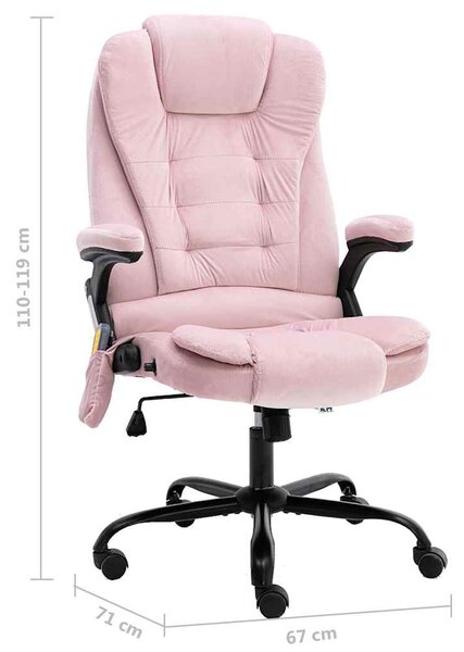 Masážní kancelářská židle růžová samet 20574