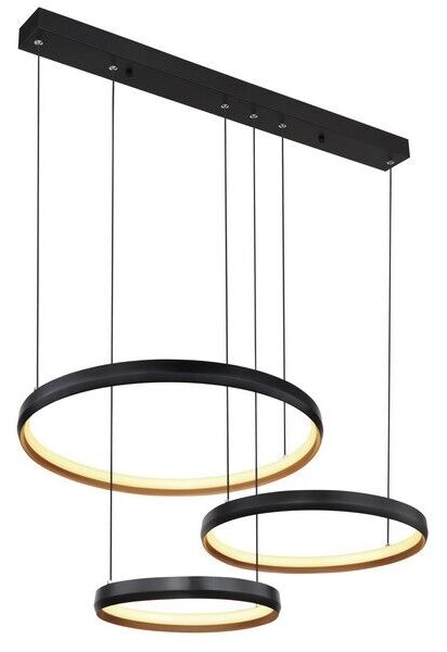 GLOBO 67193-55H HALLI závěsné svítidlo LED 55W/1800lm 2700-6000K černá, opál, zlatá, stmívatelné, dálkový ovladač