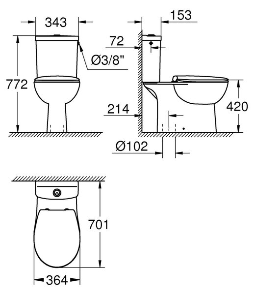 GROHE Bau Ceramic - Kompletní WC sada, alpská bílá 39346000